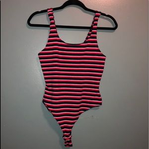 ☀️Red, white, and blue garage stripped bodysuit